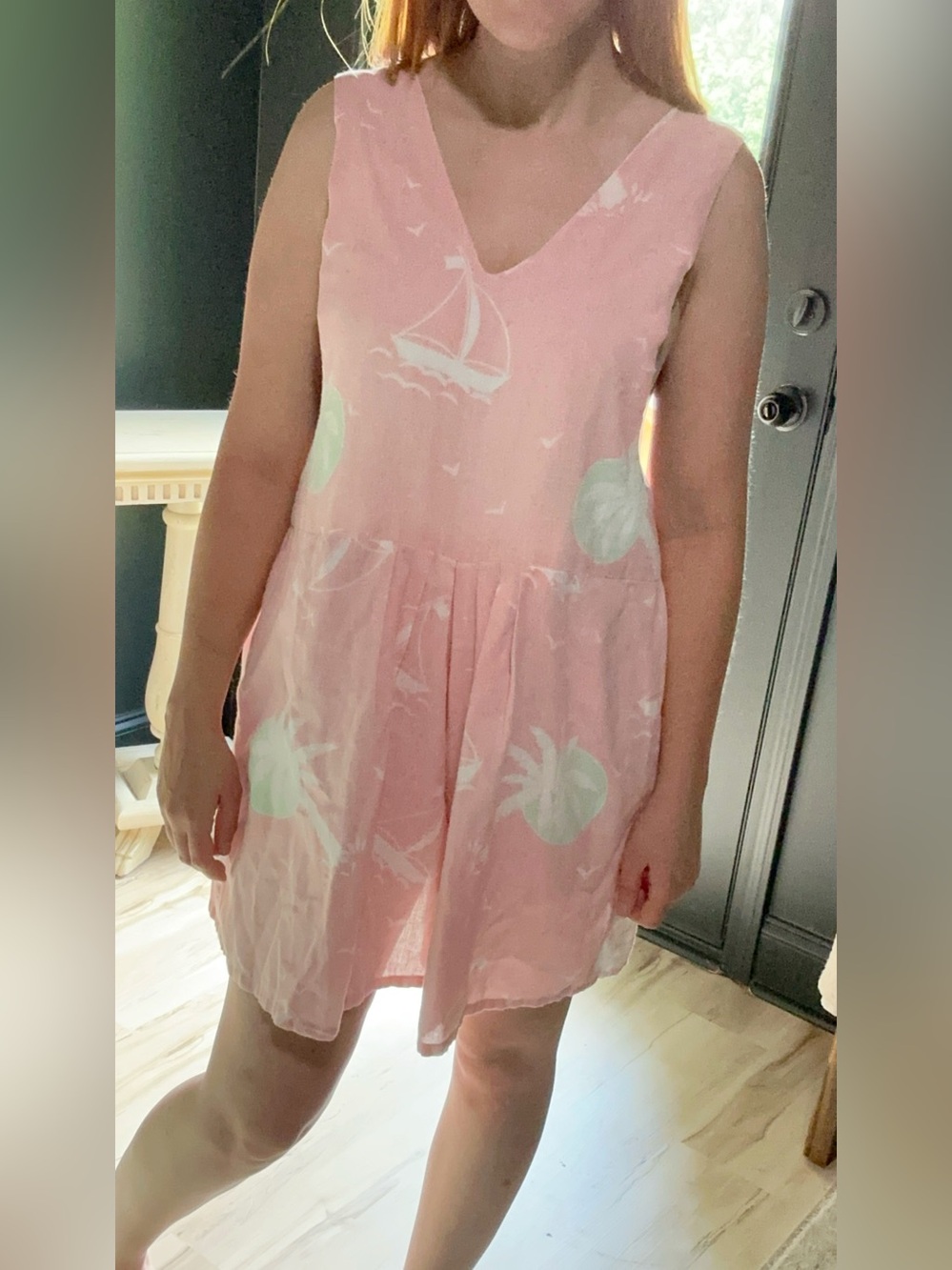 Pink Sailboat & Palm Print Romper